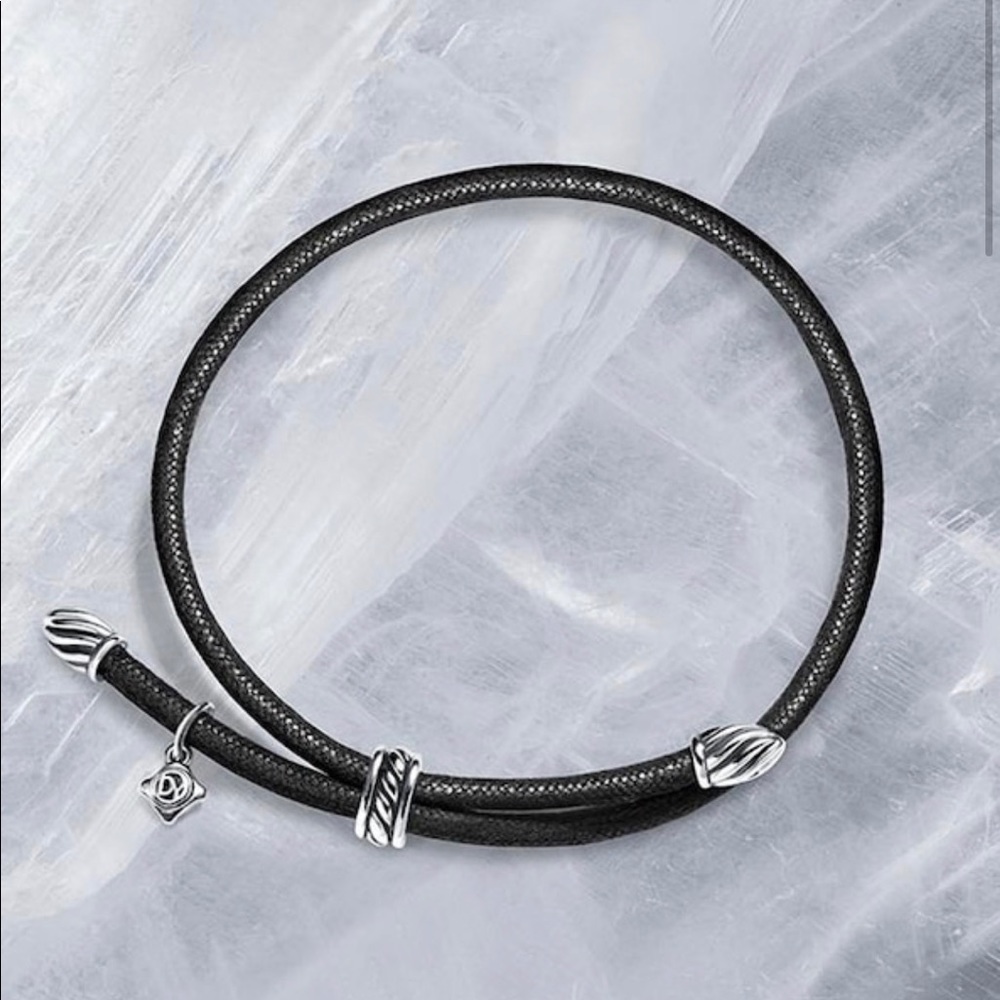 David Yurman Black Cord Rope Adjustable Bracelet